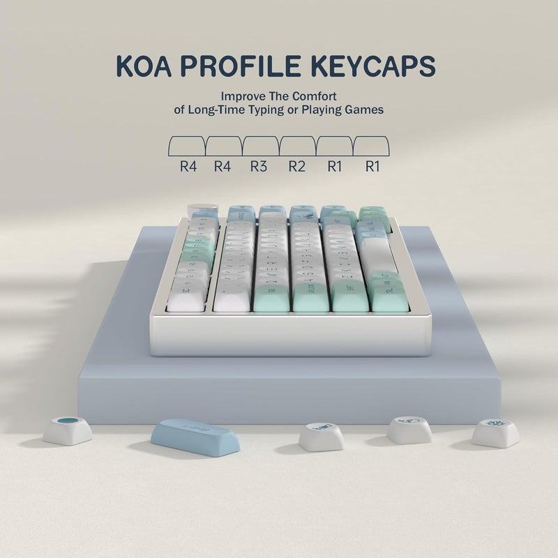 YMKPVR KBDiy Snow Mountain KOA Profile Keycaps 60 Percent,Dye-Sublimation PBT Blue Custom Keyboard Keycap,138 Keys Cap Set for Cherry Gateron MX Switches Mechanical - Image 3